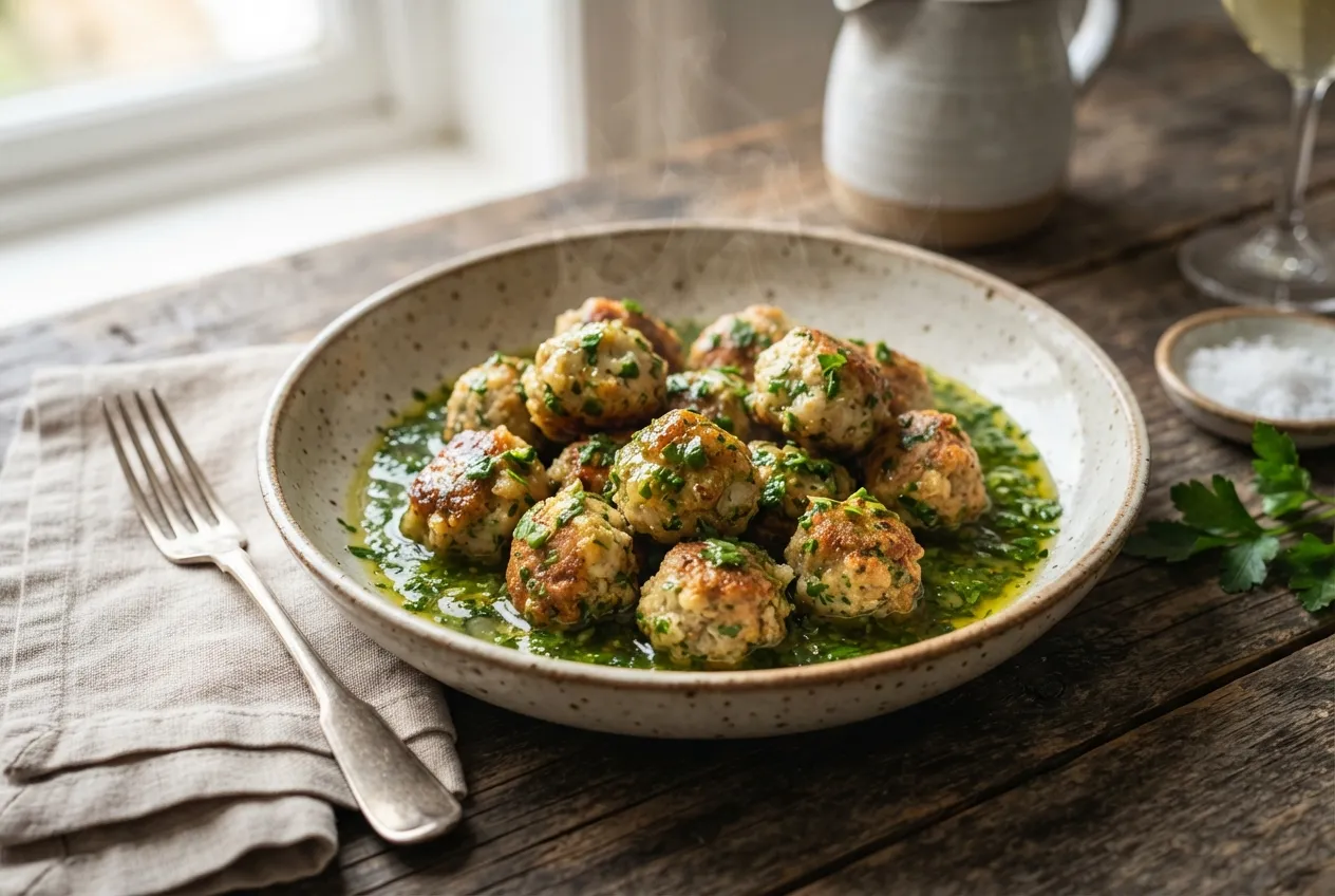 Albondigas de bacalao con salsa verde