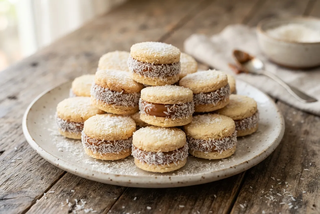 Alfajores caseros de maicena rellenos de dulce de leche