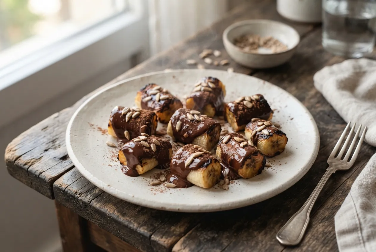 Bananitas de plátano al chocolate en air fryer