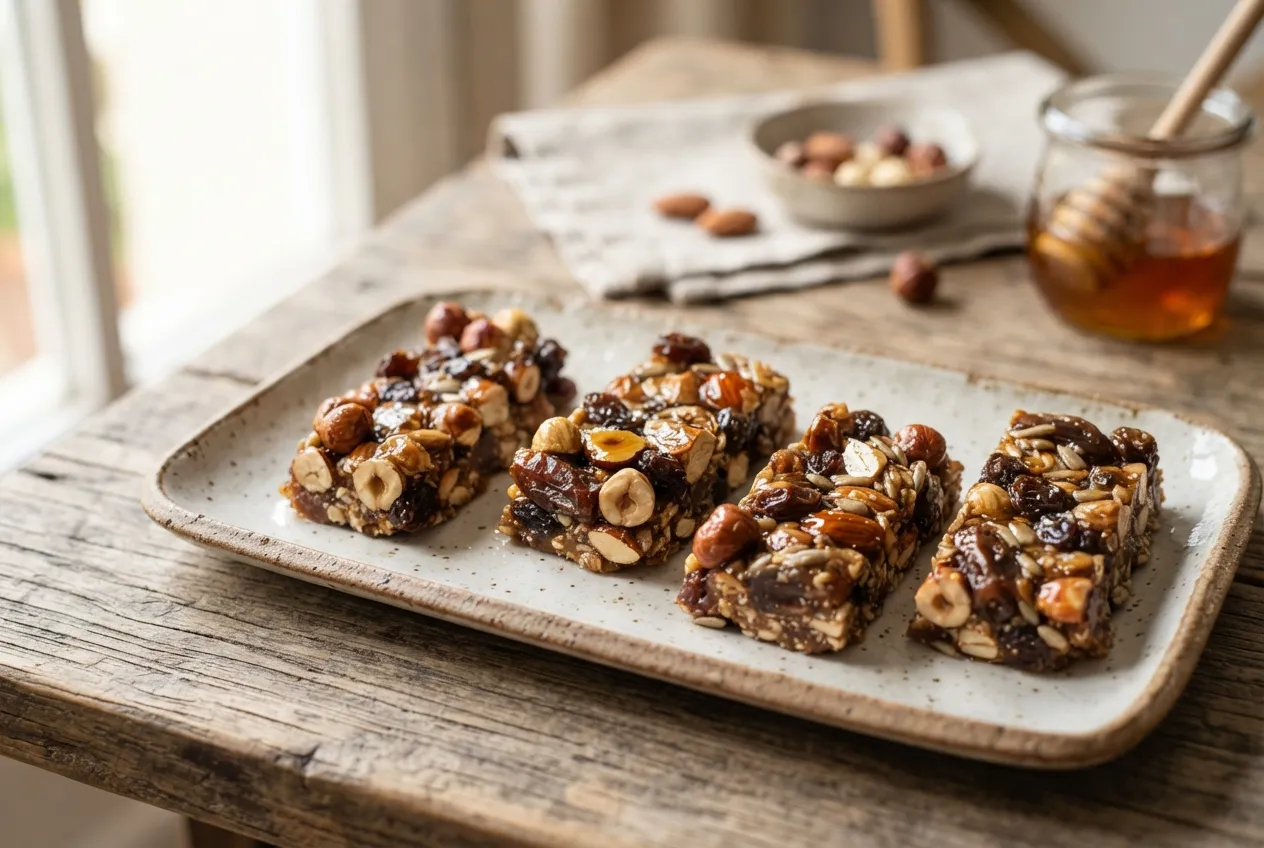Barritas energéticas caseras de frutas y frutos secos