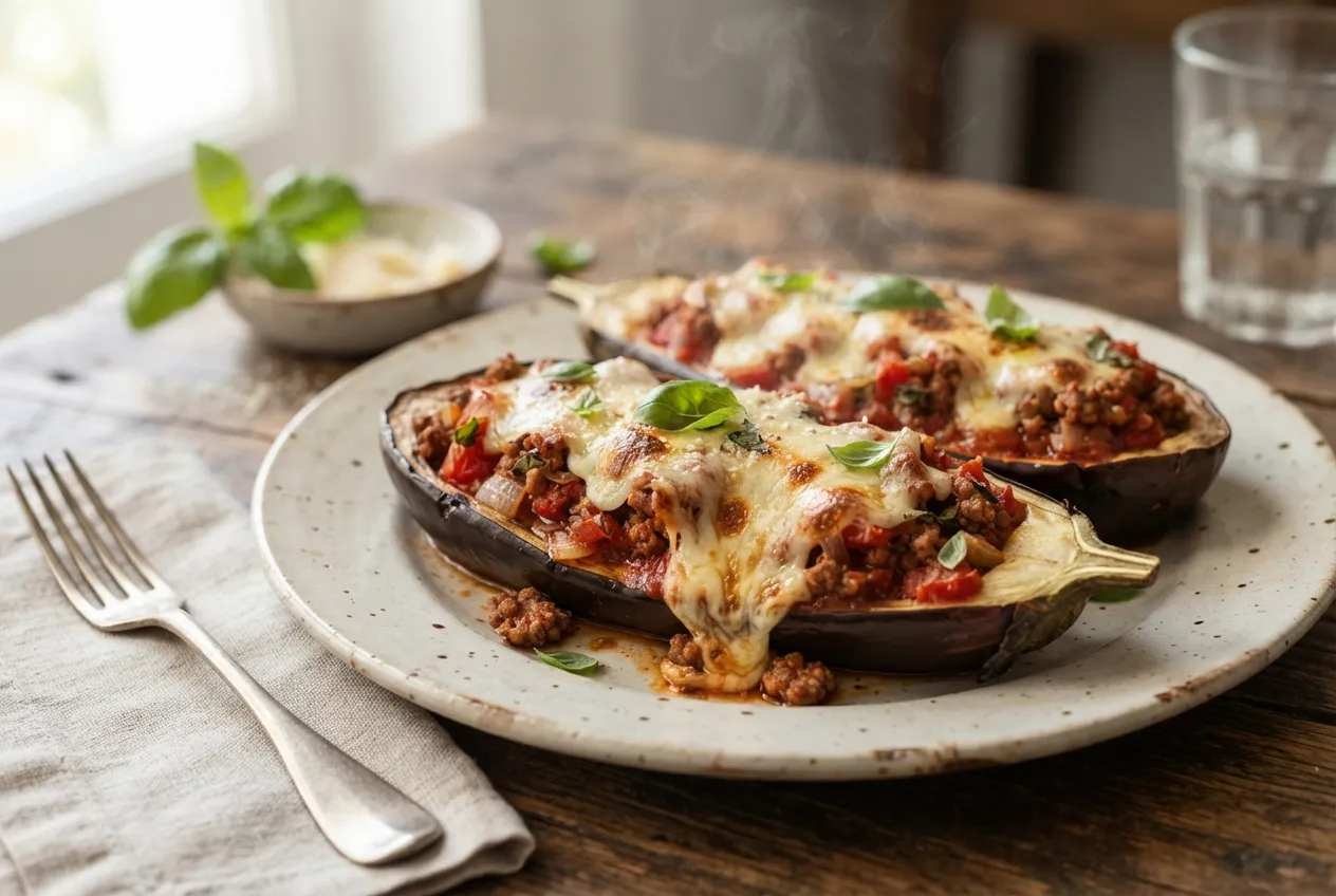 Berenjenas rellenas a la italiana con mozzarella