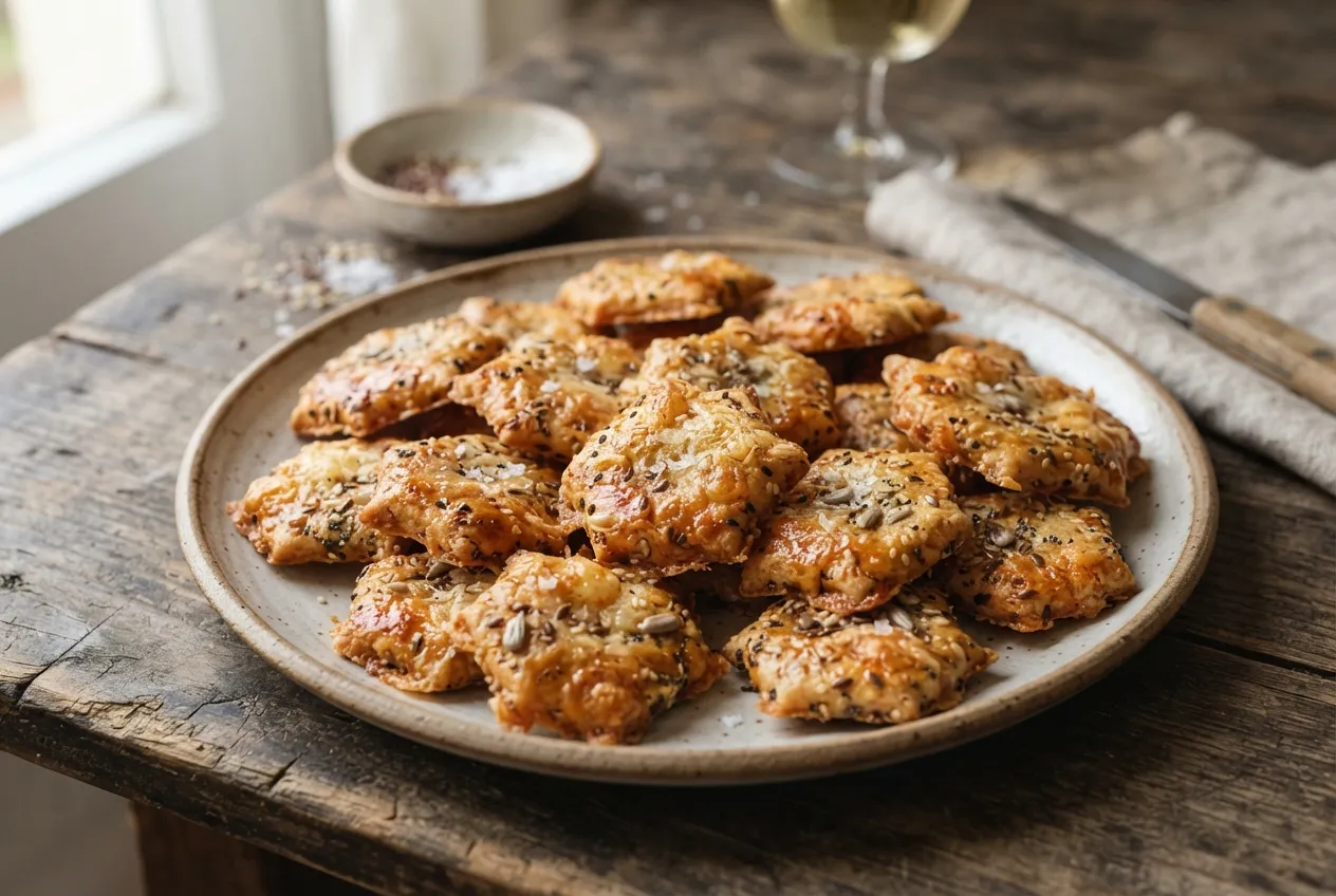 Bizcochitos salados con queso y semillas para picar