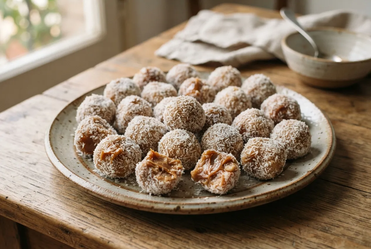 Bocaditos de dulce de leche con coco rallado