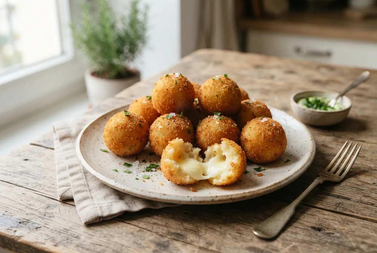 Bolas de papa con queso para un snack fácil y rápido