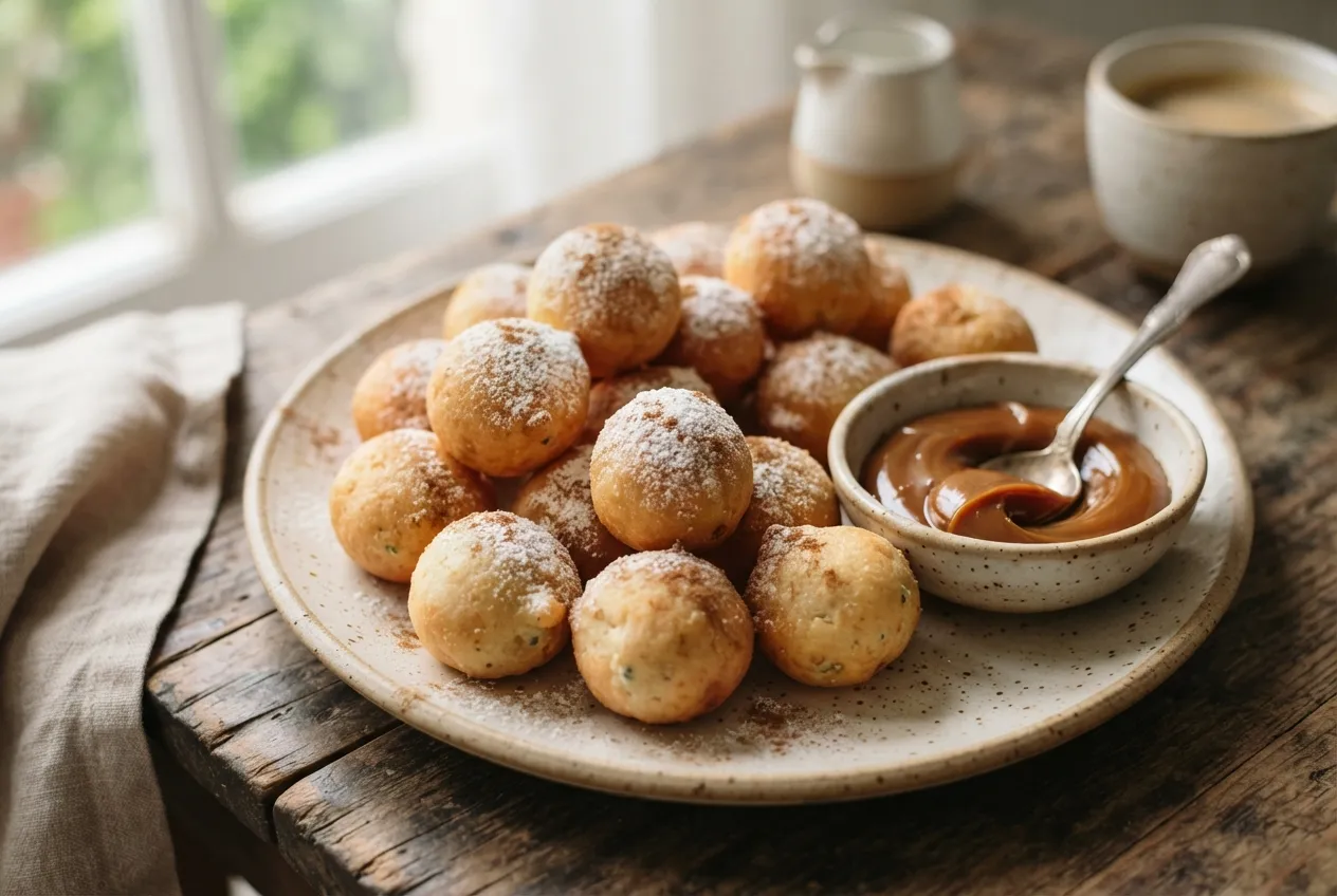 Bolas de ricota con dulce de leche para un desayuno dulce
