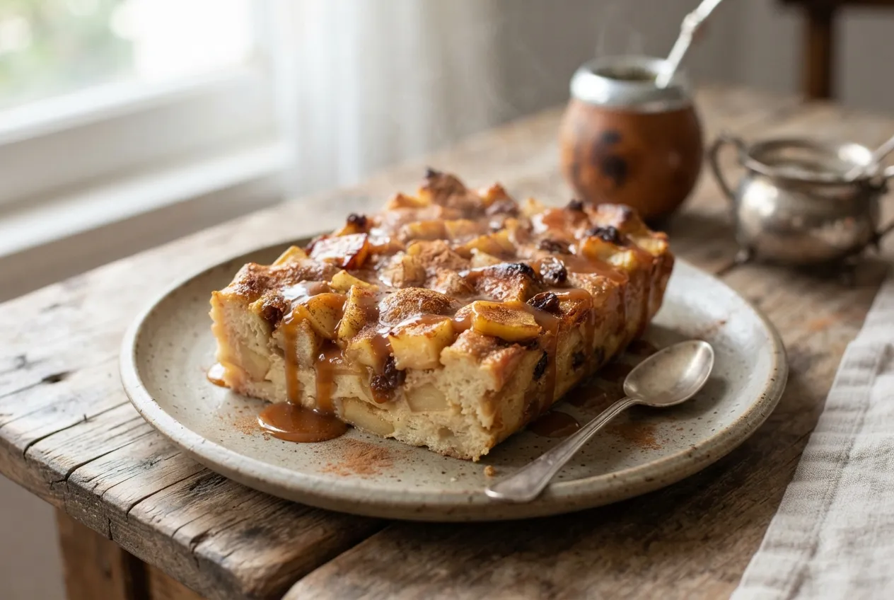 Budín de pan con manzana y especias para el mate