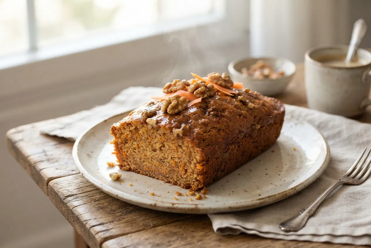 Budín de zanahoria y nueces para el desayuno