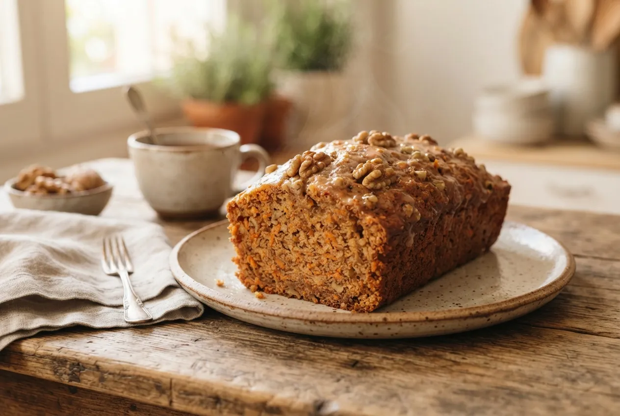 Budín de zanahoria con nueces para merienda casera