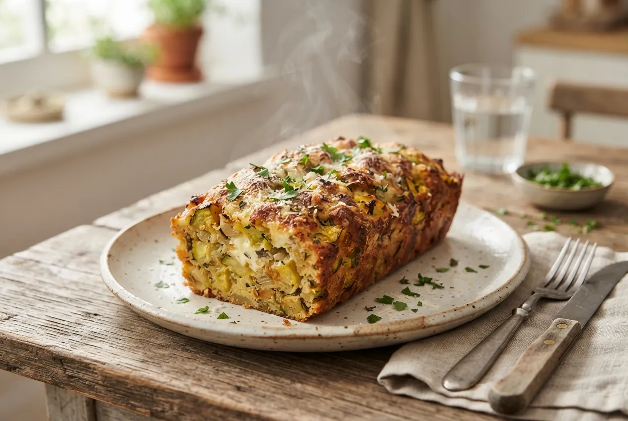 Budín de zapallitos con queso y finas hierbas