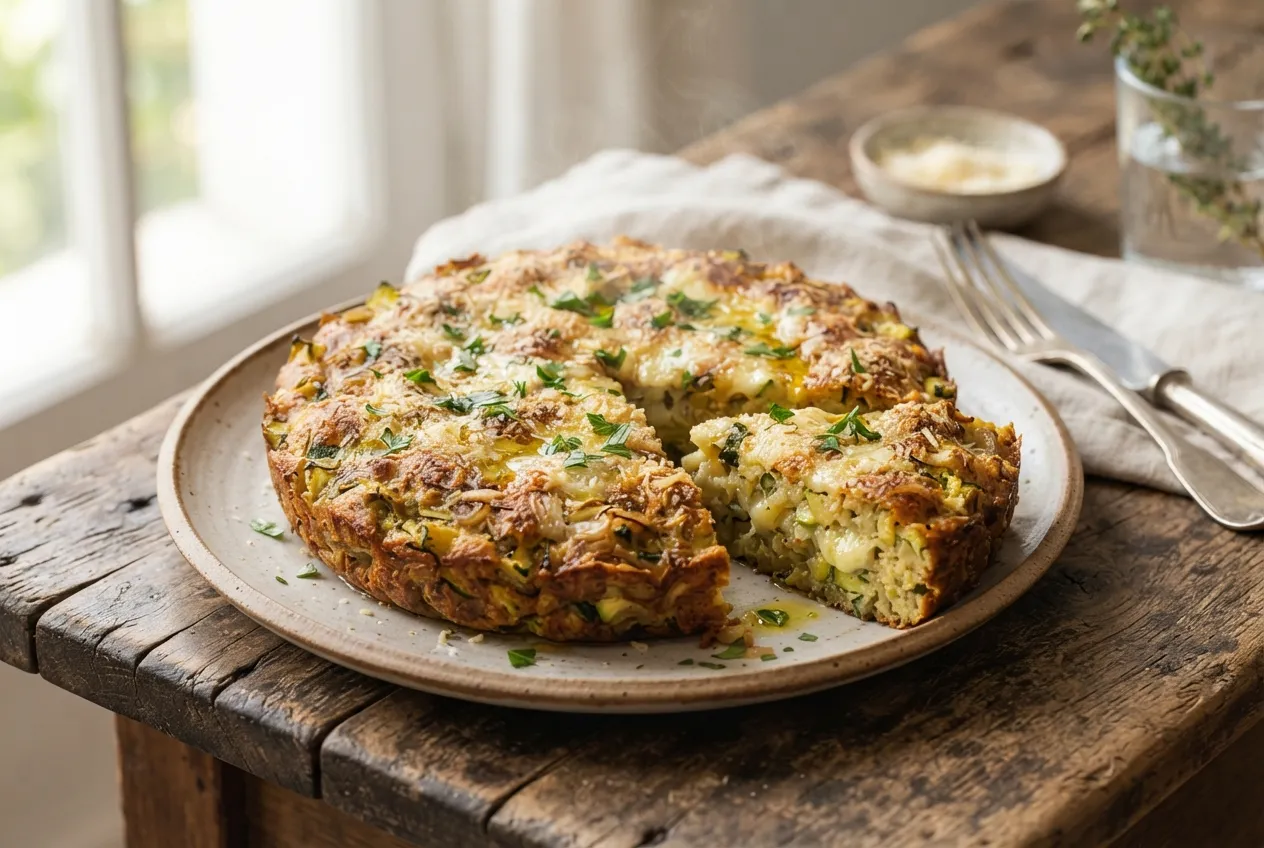 Budín de zapallitos y queso sin harina para el almuerzo