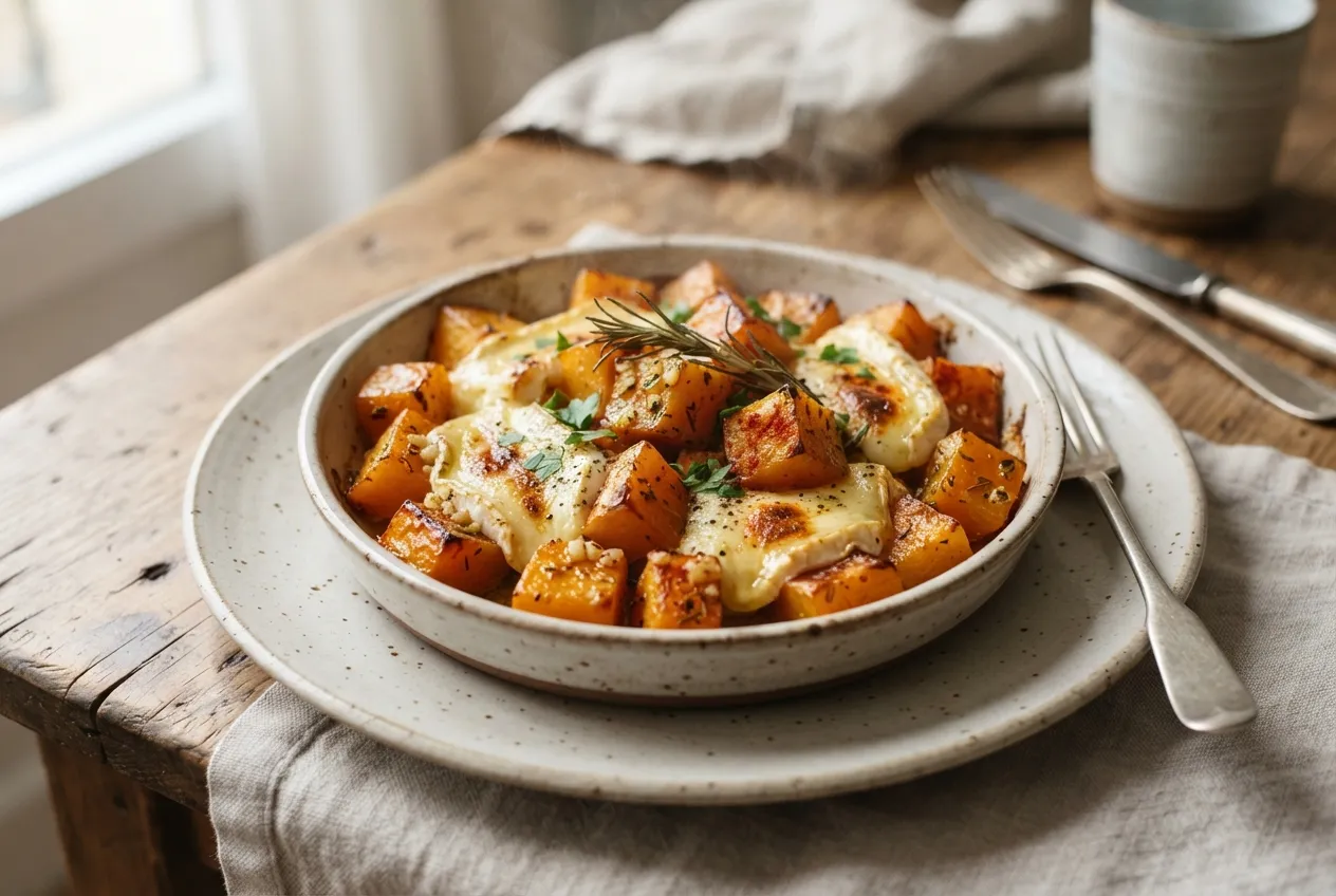 Calabaza al horno con queso y especias para guarnición