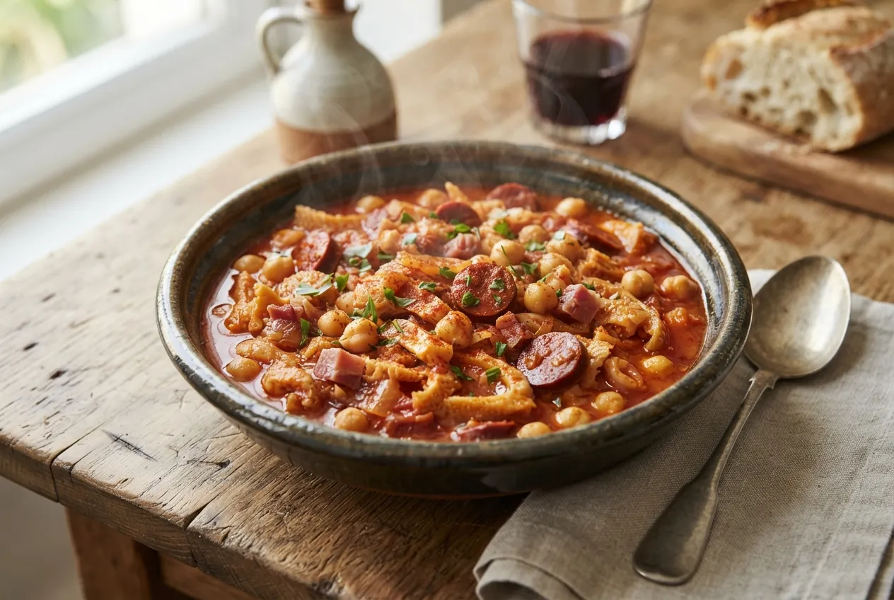 Callos a la madrileña con chorizo y garbanzos