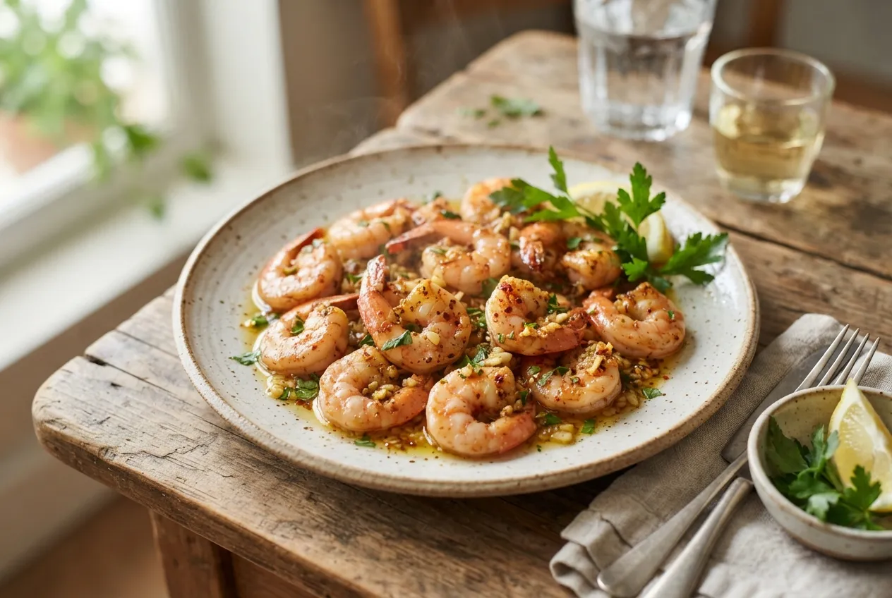 Camarones al ajillo en air fryer