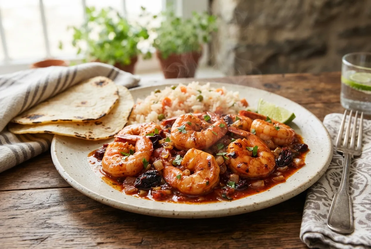 Camarones a la diabla con salsa picante de chipotle