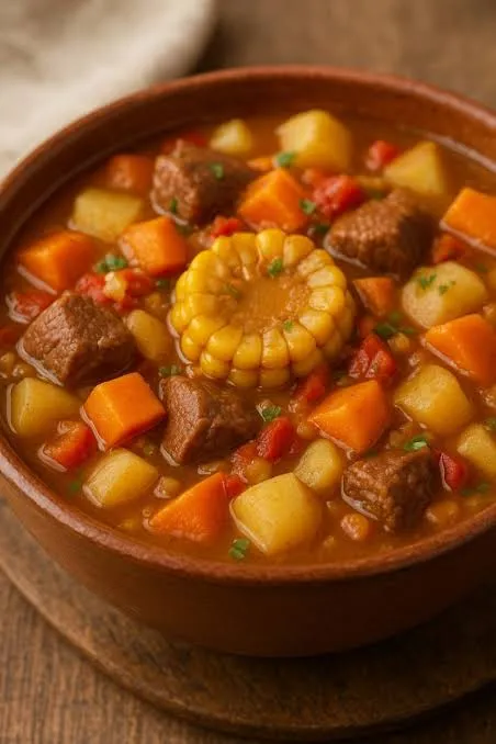 Carbonada criolla con zapallo y choclo