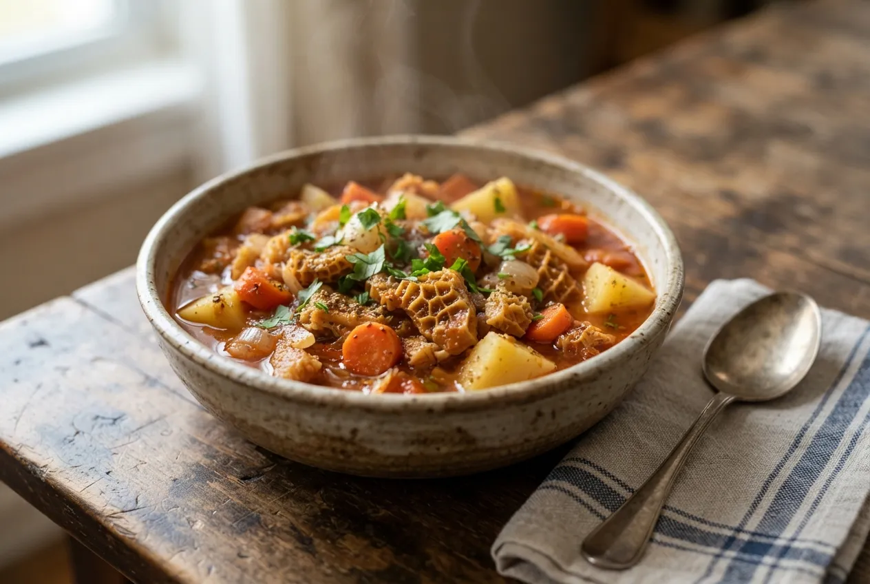 Cazuela de mondongo con verduras y especias criollas
