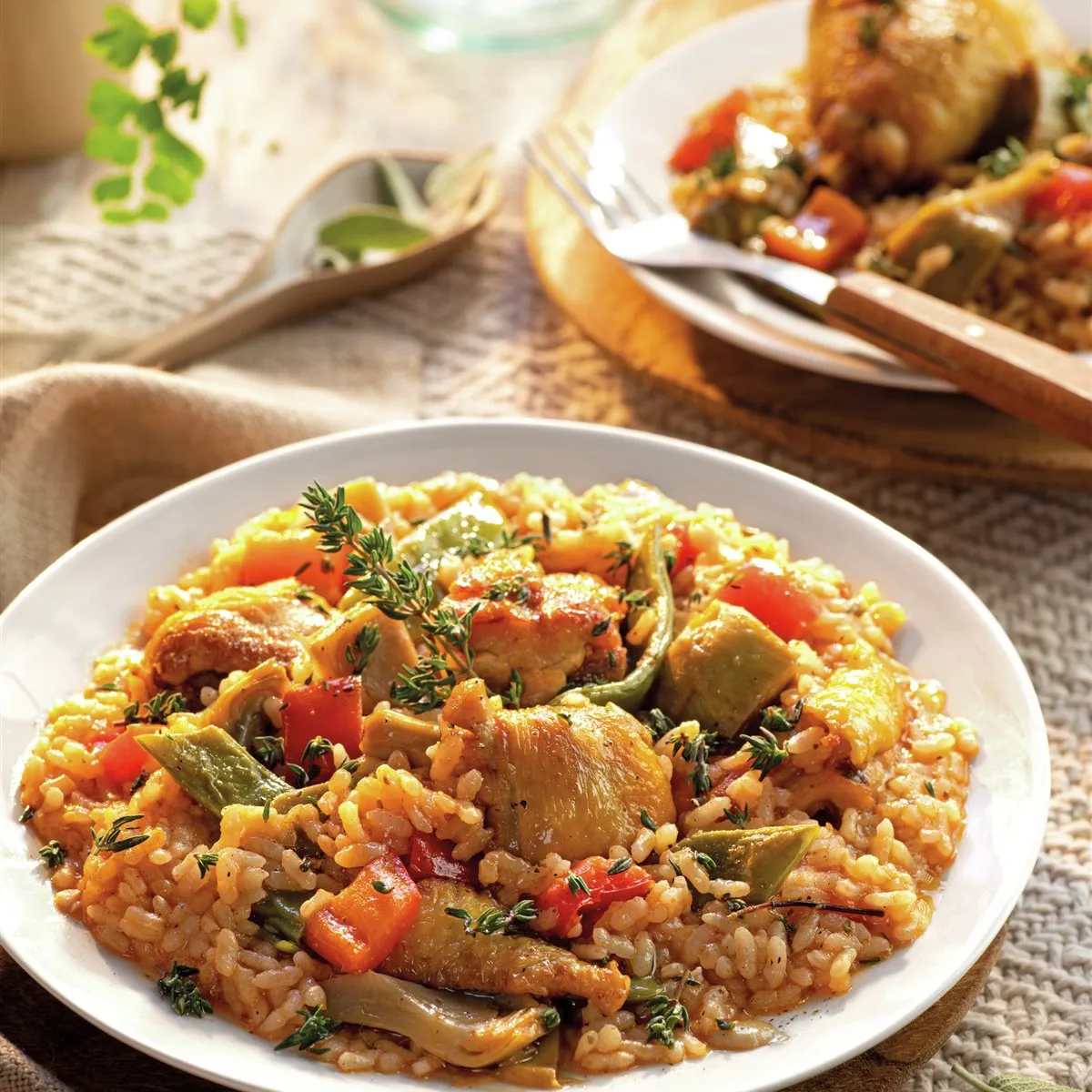 Cazuela de pollo con verduras y arroz