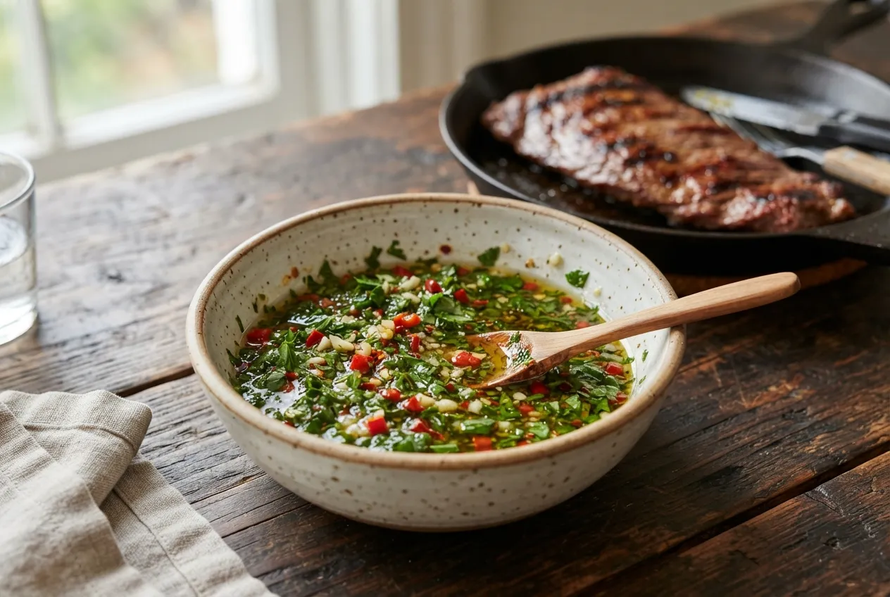 Chimichurri picante para carnes a la parrilla y asados