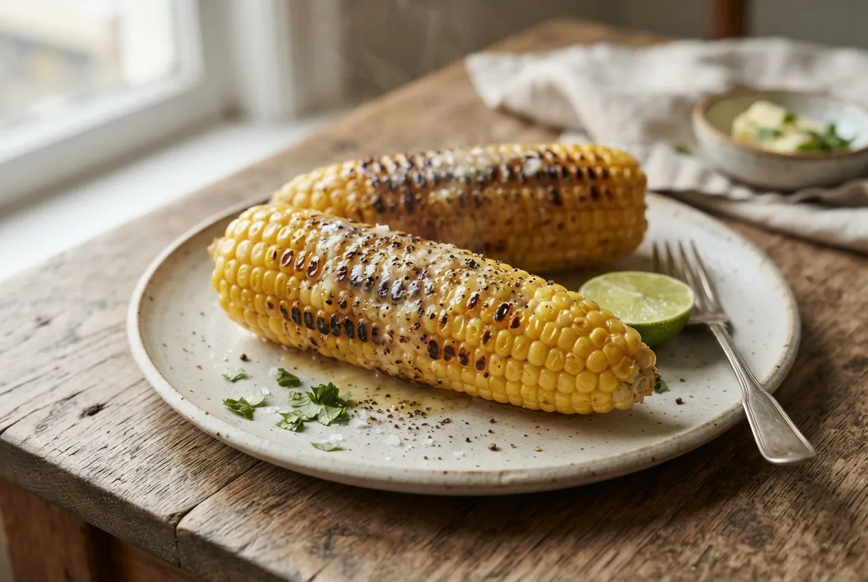 Choclo al grill con manteca y pimienta en air fryer