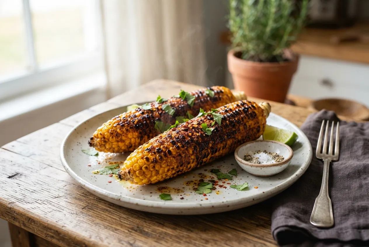 Choclos grillados en air fryer con especias