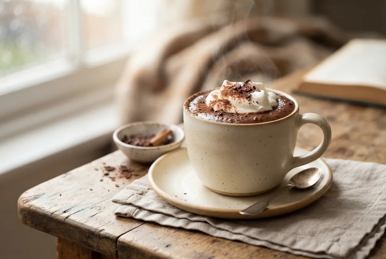 Chocolate caliente cremoso para meriendas frías