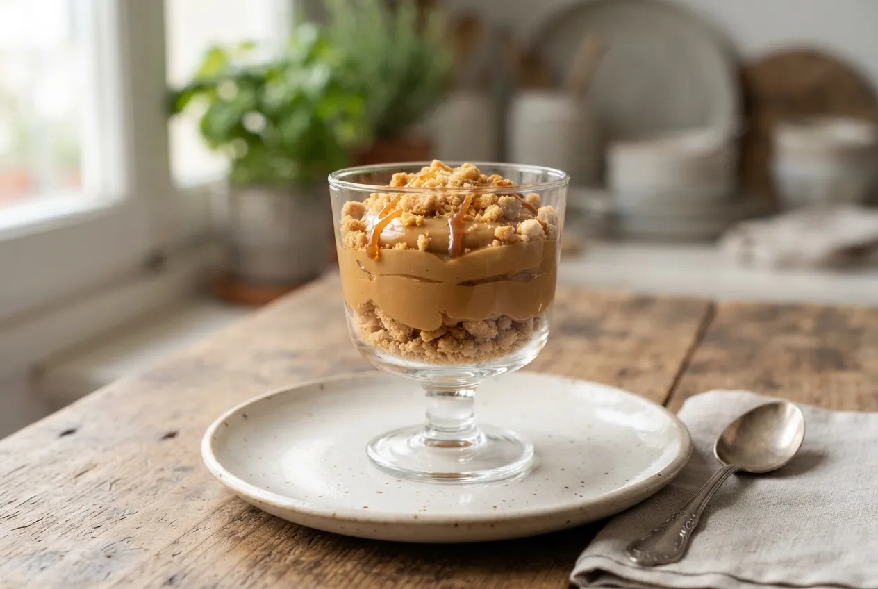 Copas de mousse de dulce de leche con crocante