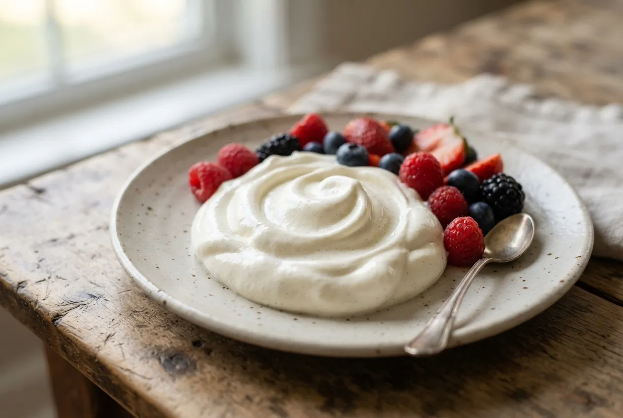Crema chantilly casera para postres y frutas frescas