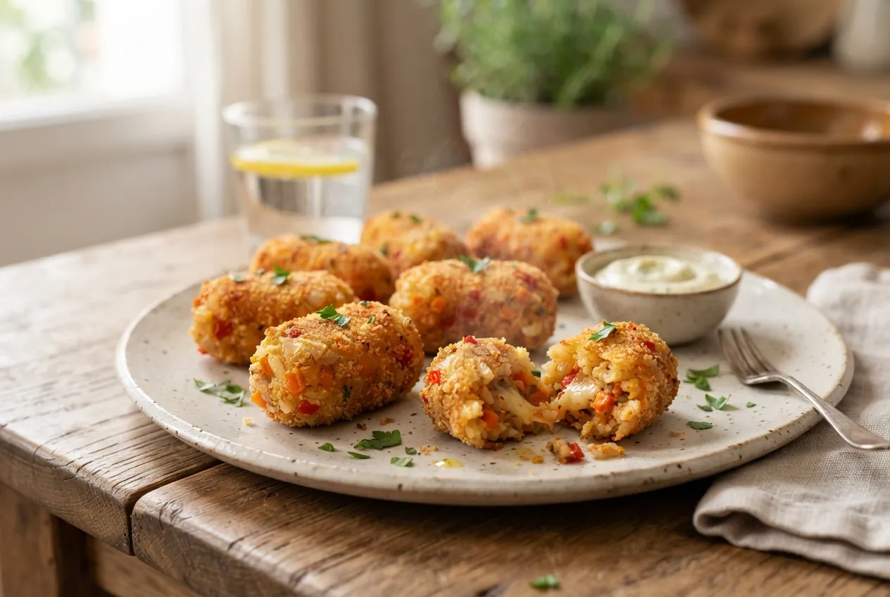 Croquetas de arroz con verduras en air fryer