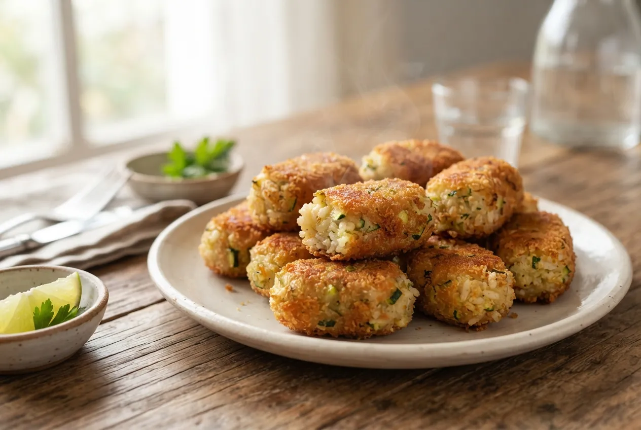 Croquetas de arroz y zapallito para picadas