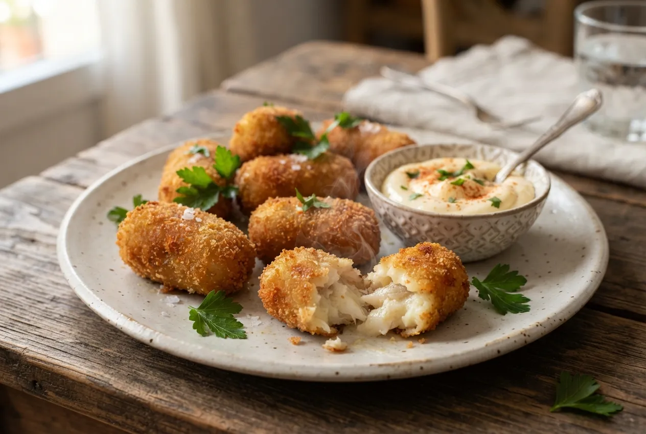 Croquetas de bacalao con mayonesa de ajo