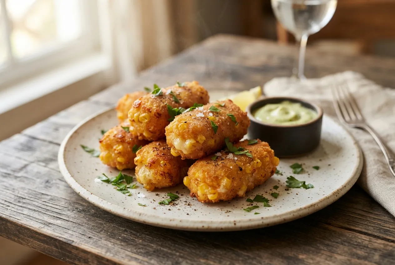 Croquetas de choclo y queso en air fryer