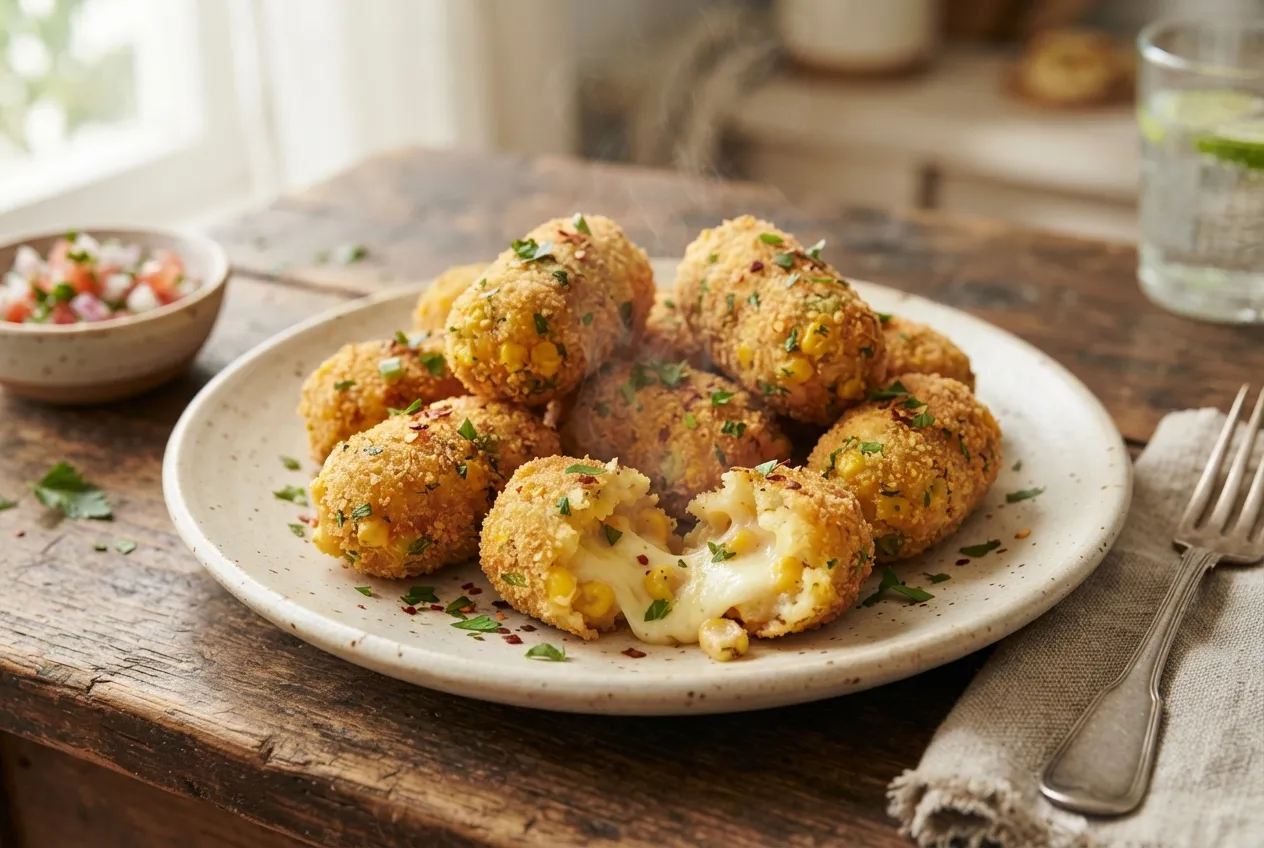 Croquetas de choclo con queso y especias caseras