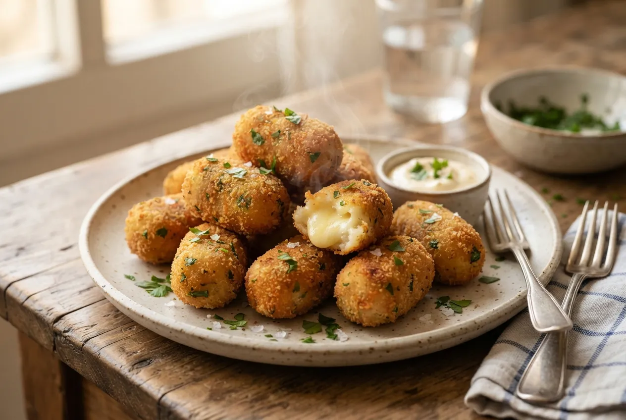 Croquetas de papa con queso y perejil para picadas