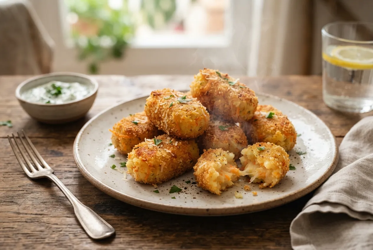 Croquetas de papa y zanahoria para cenar fácil y rápido