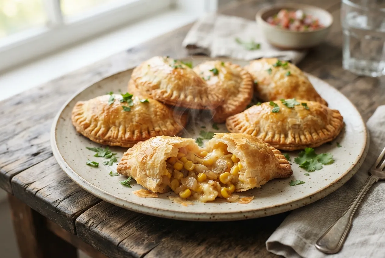 Empanadas de humita con masa casera crocante