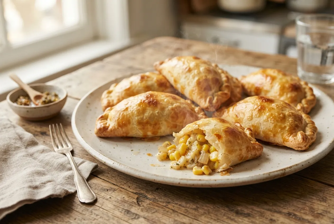 Empanadas de humita con masa casera para el horno