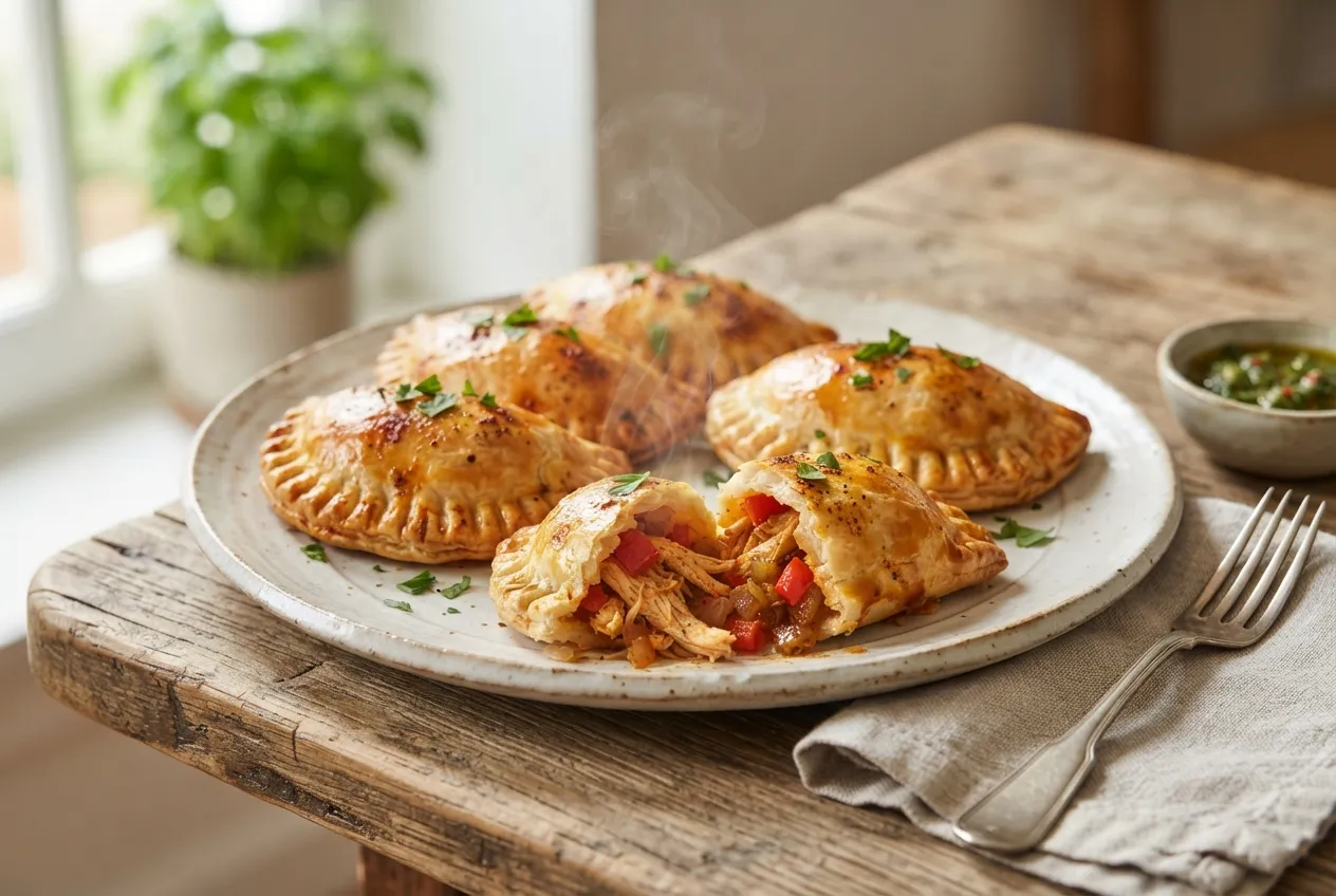 Empanadas de pollo con cebolla y morrón