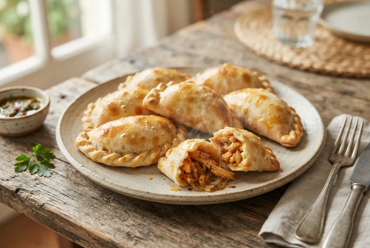 Empanadas de pollo con masa casera y especias