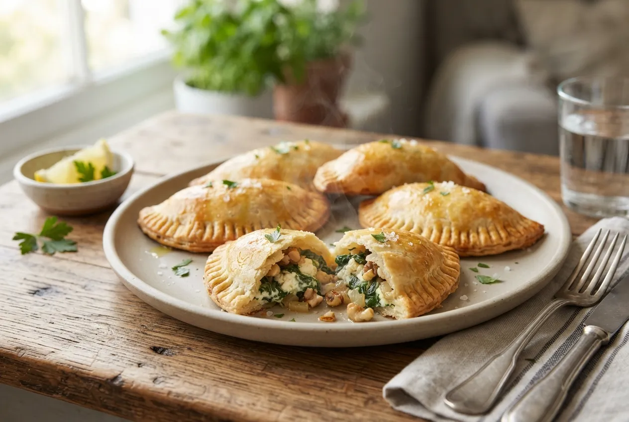 Empanadas vegetarianas con espinaca, ricota y nuez