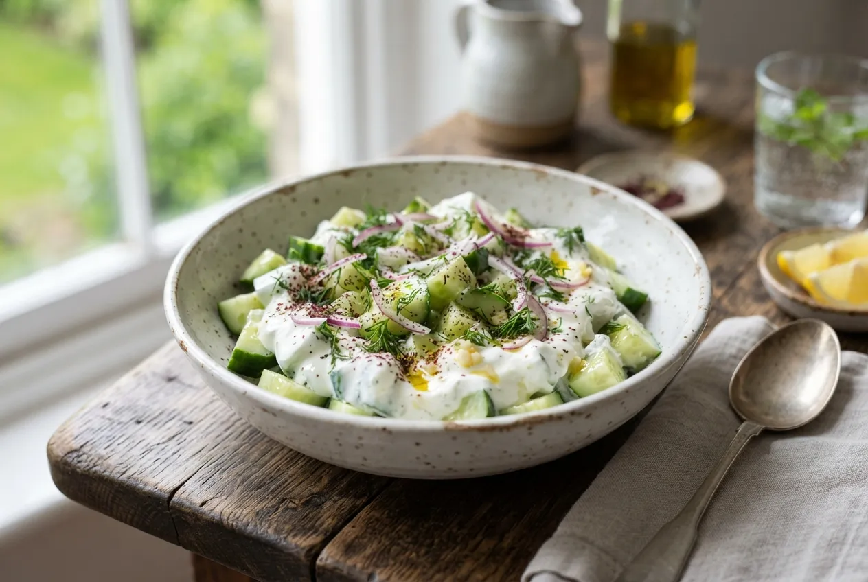 Ensalada de pepino, yogur y eneldo para el verano