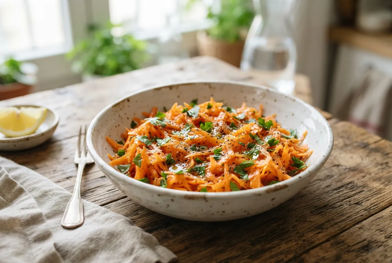Ensalada de zanahoria rallada con limón y perejil