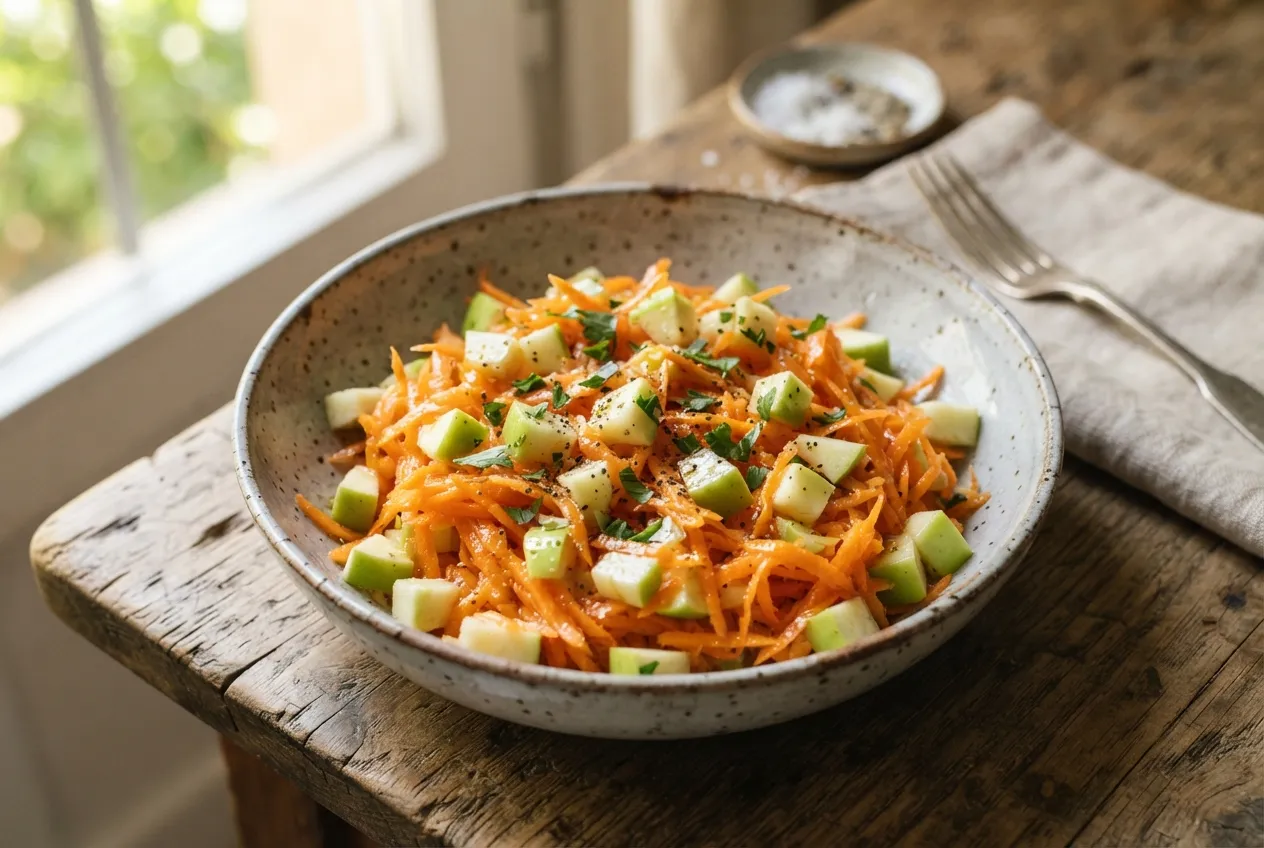 Ensalada de zanahoria rallada y manzana verde