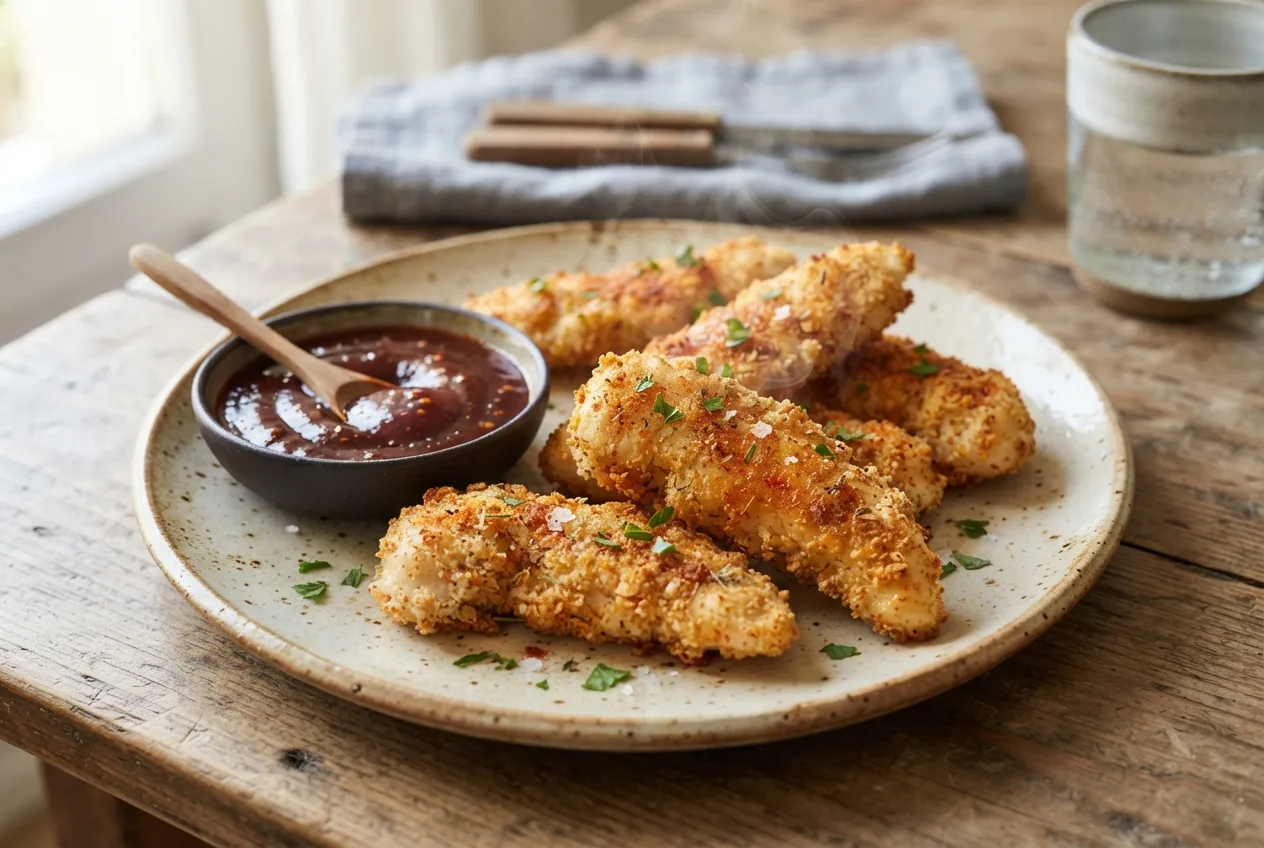 Fingers de pollo con salsa barbacoa en air fryer