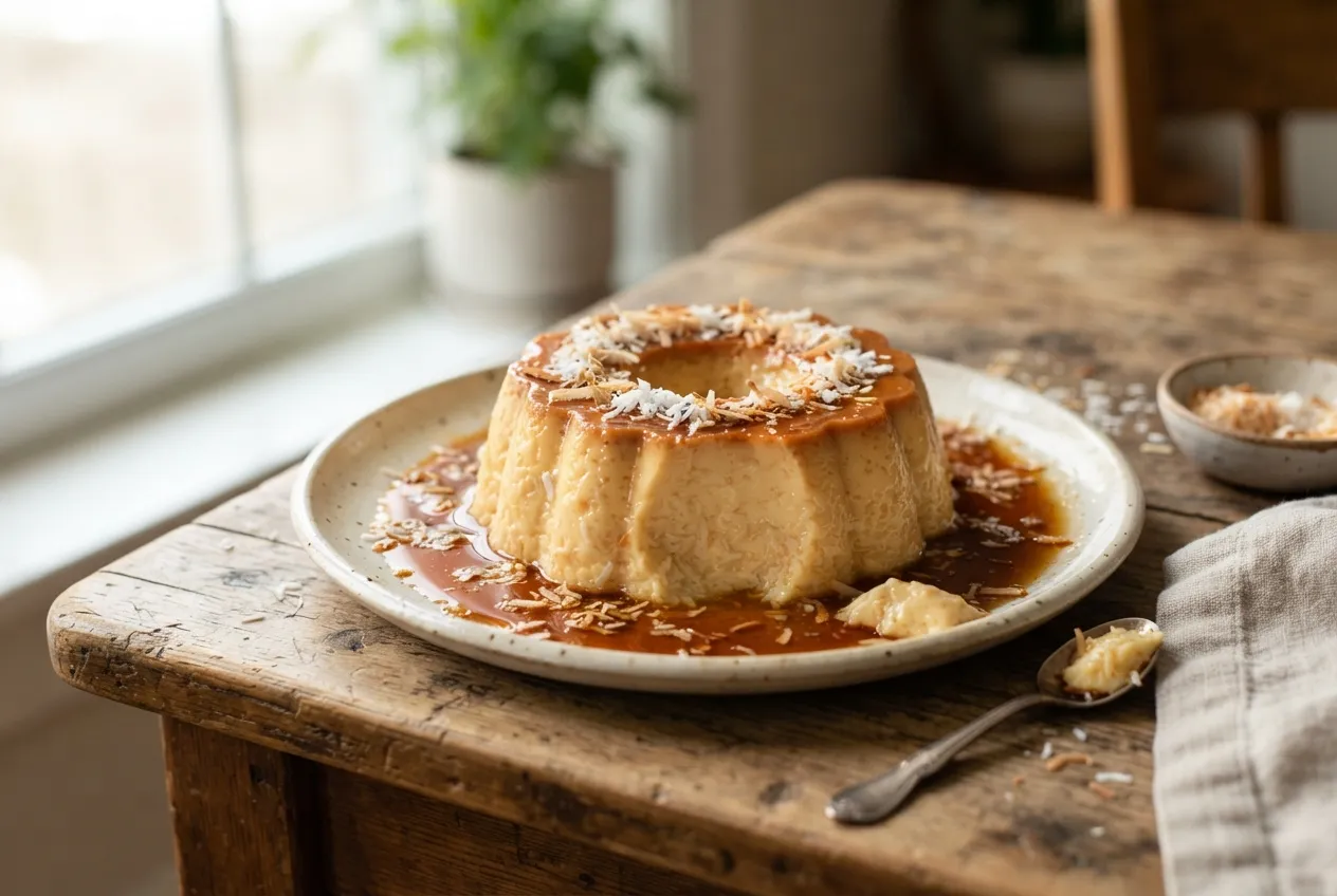 Flan de coco casero para meriendas dulces