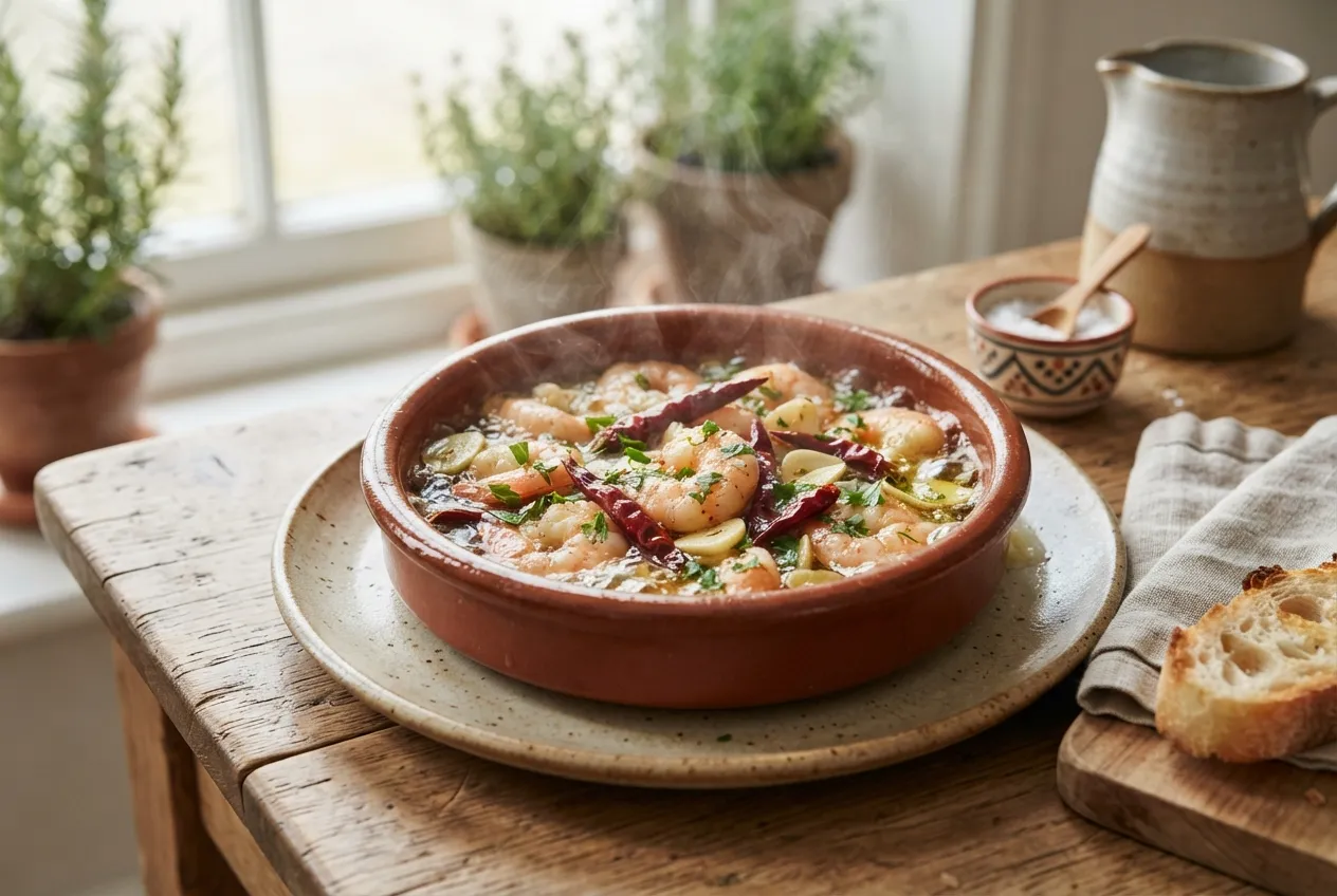 Gambas al ajillo con guindilla y perejil fresco