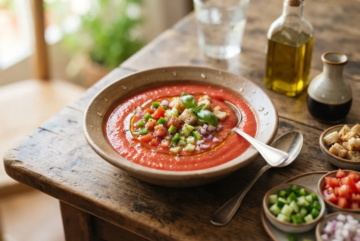 Gazpacho andaluz tradicional para días calurosos