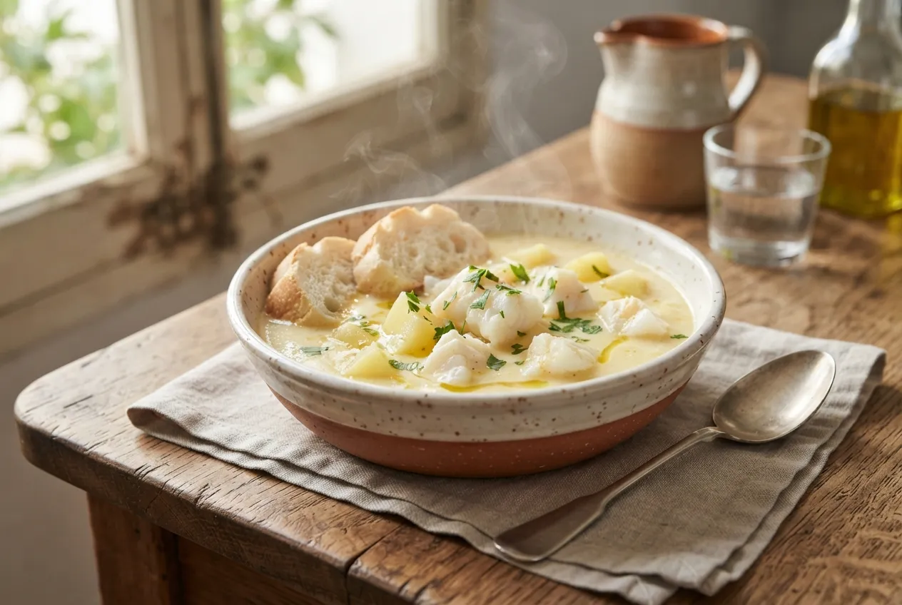Gazpachuelo malagueño con pescado y mayonesa