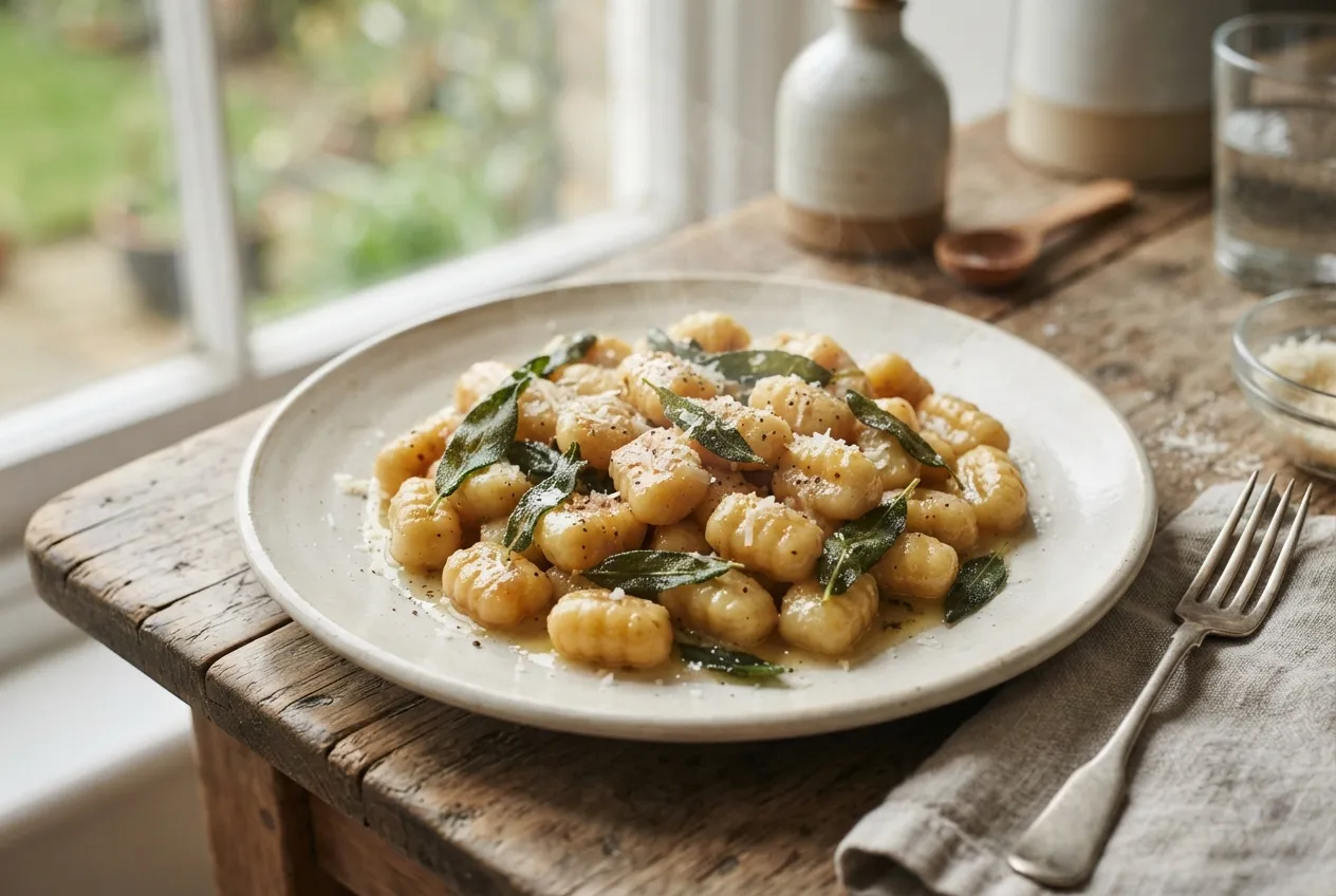 Gnocchi de papa con salsa de manteca y salvia