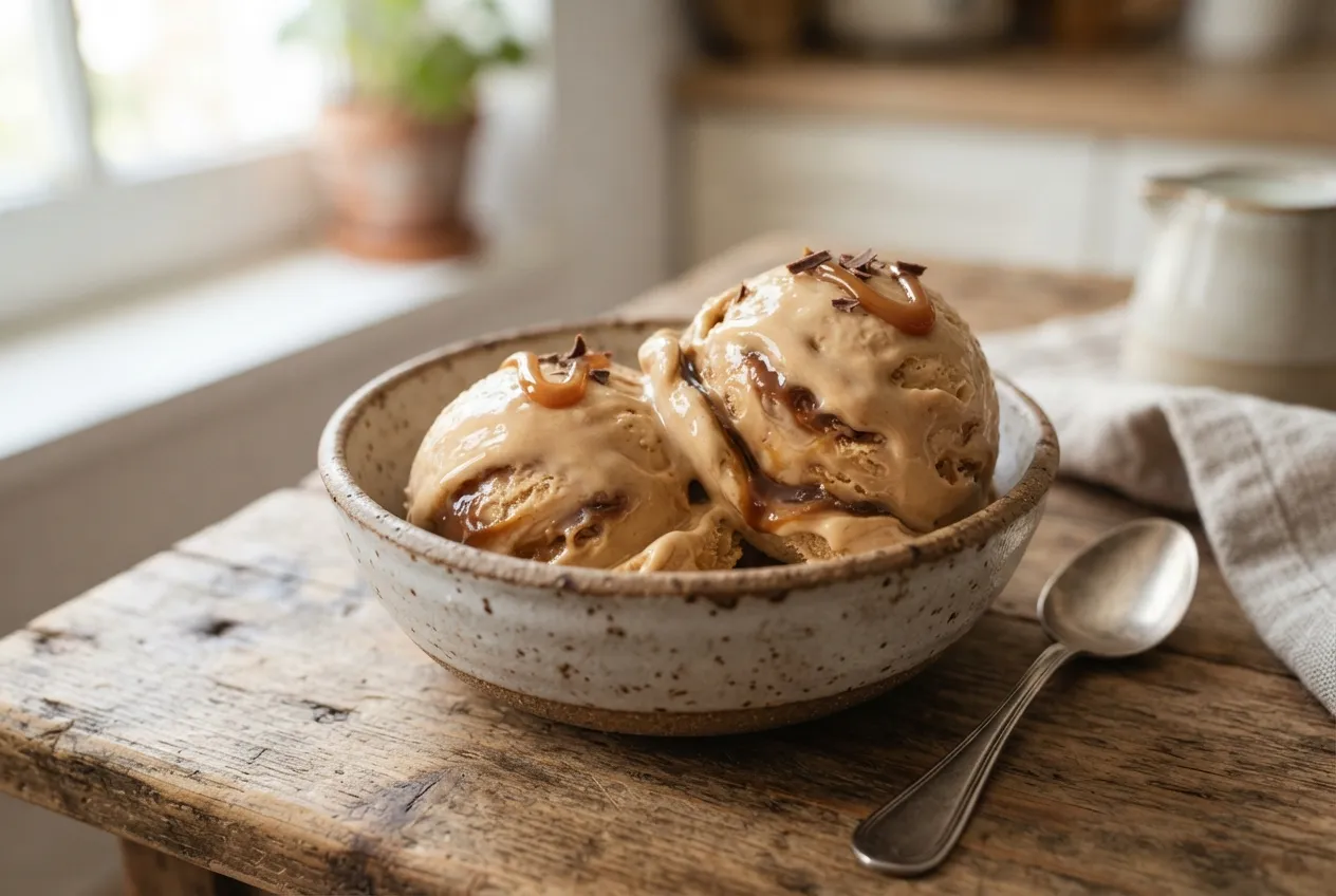 Helado casero de dulce de leche sin máquinas