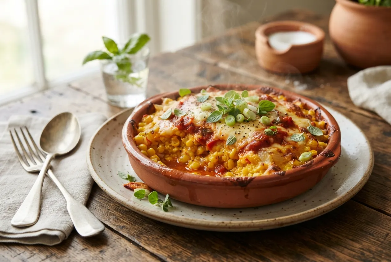 Humita salteña al horno con salsa de tomate y queso